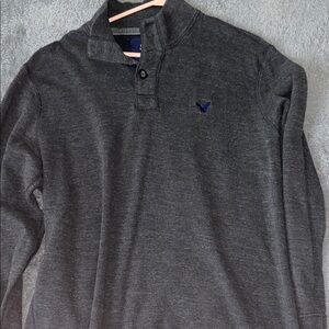 American Eagle Outfitters Charcoal Gray Pullover with Navy Label